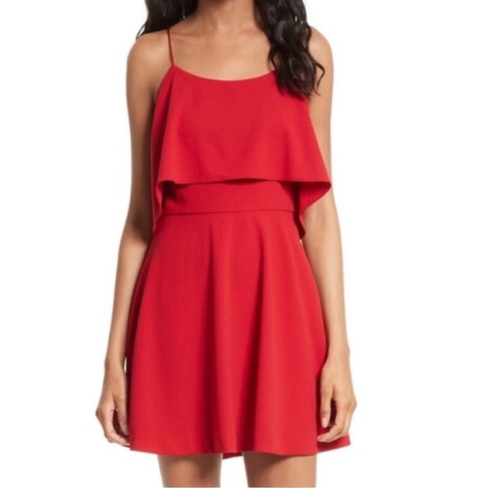 Alice + Olivia women’s 6 Kipp mini dress red ruffle thin strap new